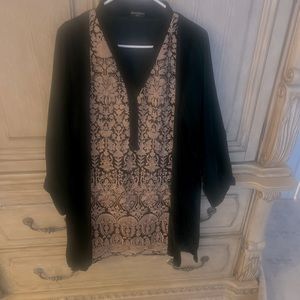 Agha Noor ,soft velvet Kurta,dark green,light gold embroidery,slightly used .